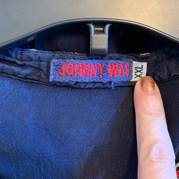 Johnny was Embroidered Blouse Top Tunic XXL -2XL Navy Blue embroidered $278 - Picture 5 of 6